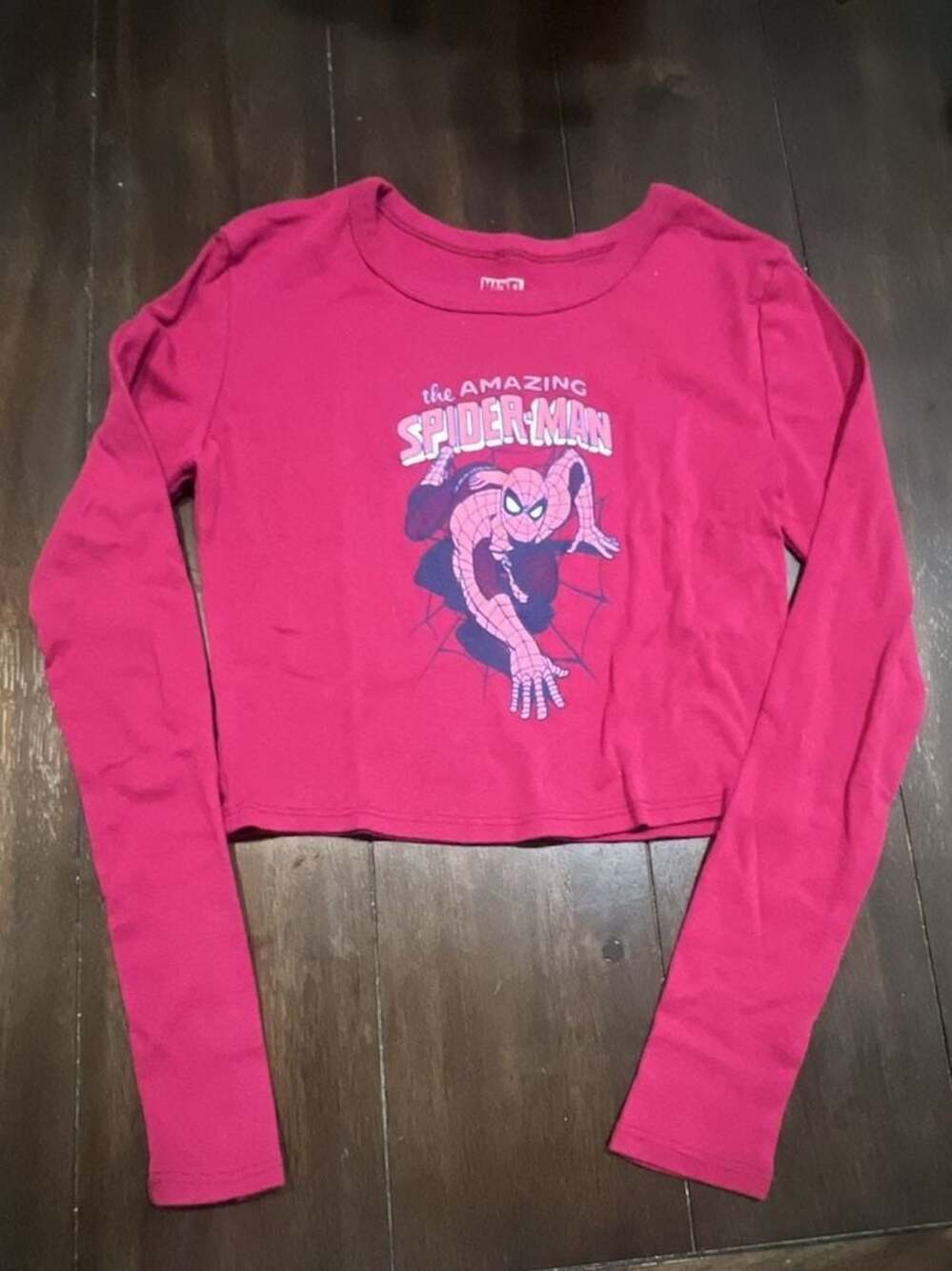 Marvel The Amazing Spider-Man Long Sleeve Crop Top Size S